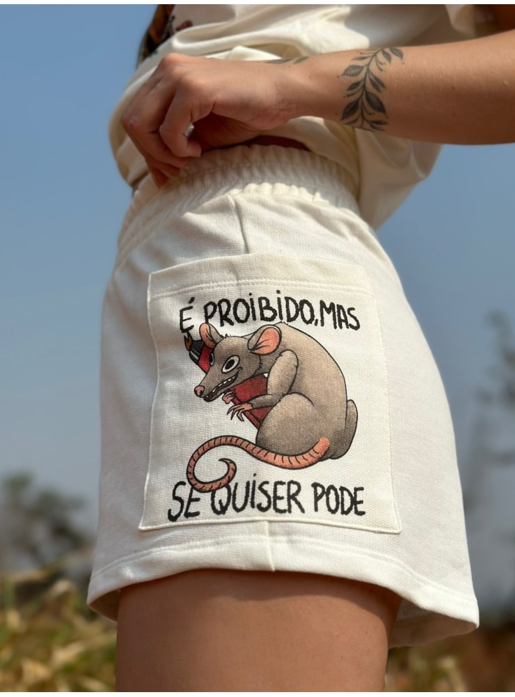 Short Moletom É Proibido Rato - Off-White — imagem 2