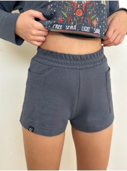 Short Moletom Free Spirit - Grafite