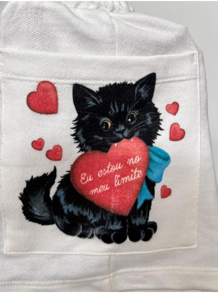 Short Moletom Gato no Limite - Off-White