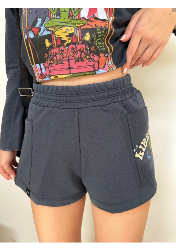 Short Moletom Liberdade - Grafite