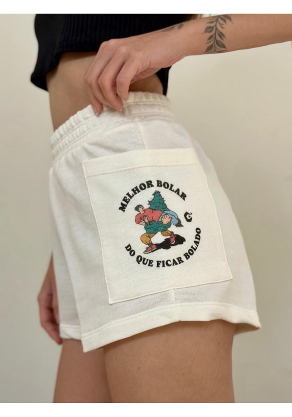 Short Moletom - Melhor Bolar - Off-White