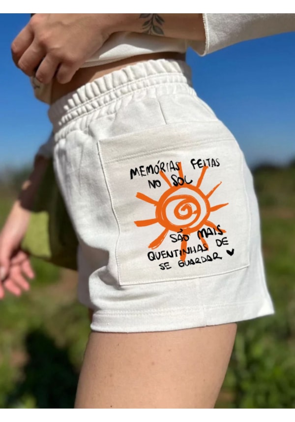 Short Moletom Memórias de Sol - Off-White