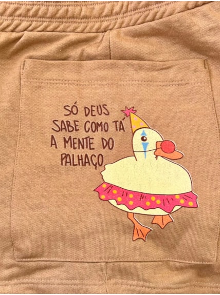 Short Moletom Pato Palhaço - Capuccino