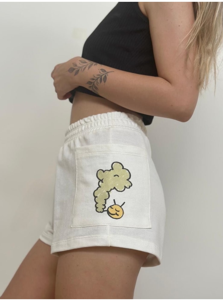 Short Moletom Peace - Off-White — imagem 1