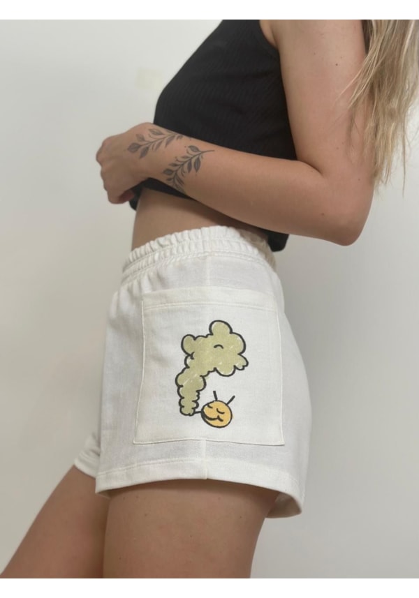 Short Moletom Peace - Off-White