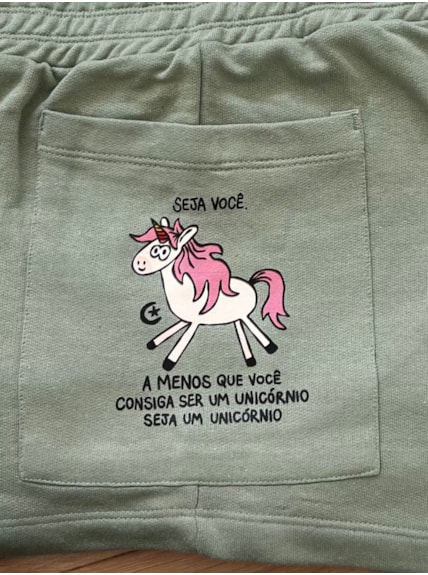 Short Moletom - Seja um Unicórnio - Verde Menta