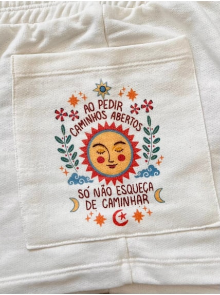 Short Moletom - Sol Caminhos Abertos - Off-White