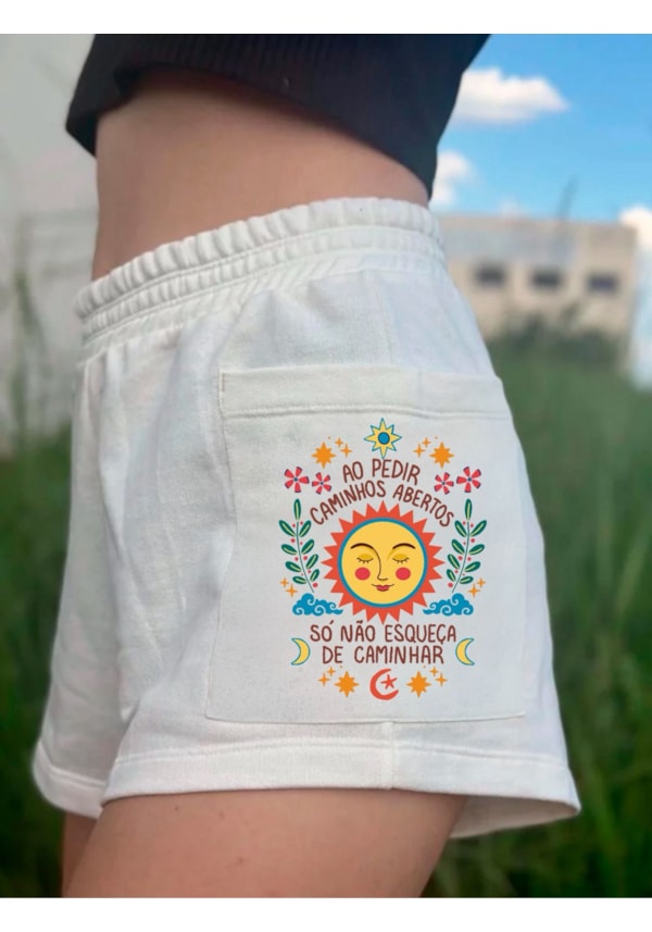 Short Moletom - Sol Caminhos Abertos - Off-White