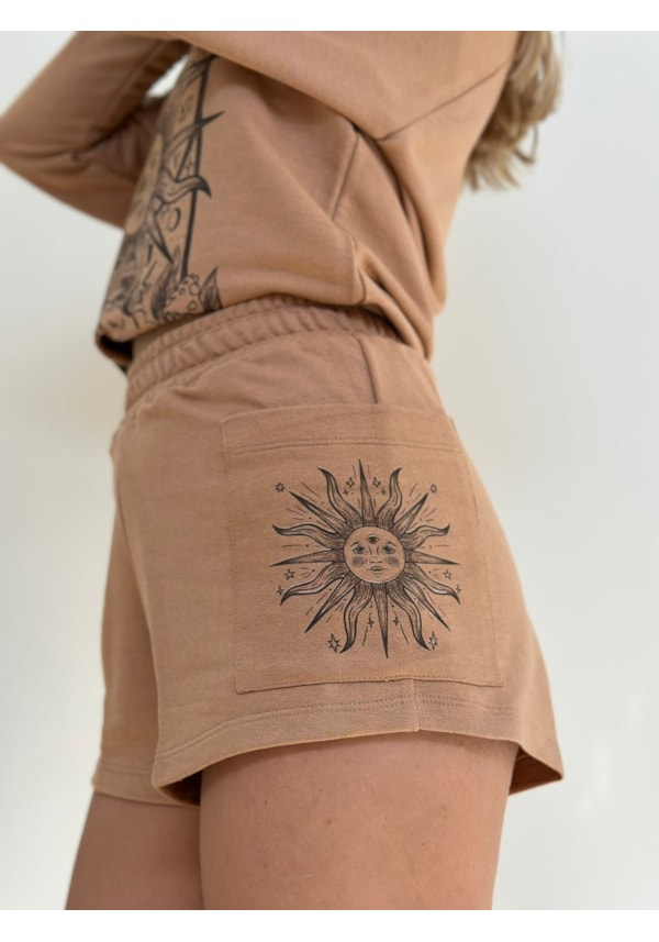 Short Moletom Sol Universo - Capuccino