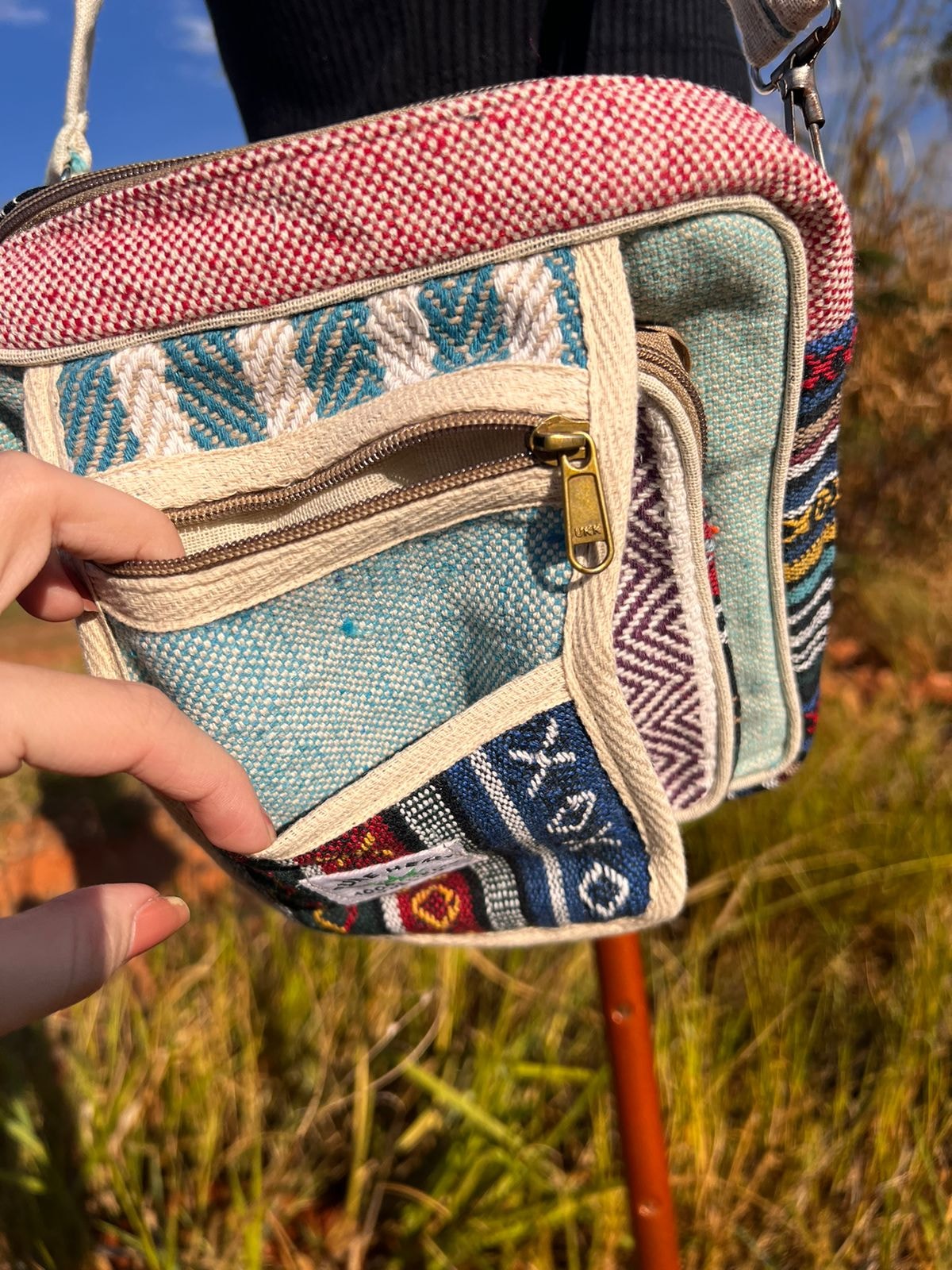 Shoulder Bag Hemp Cânhamo - Verde e Rosa — imagem 2