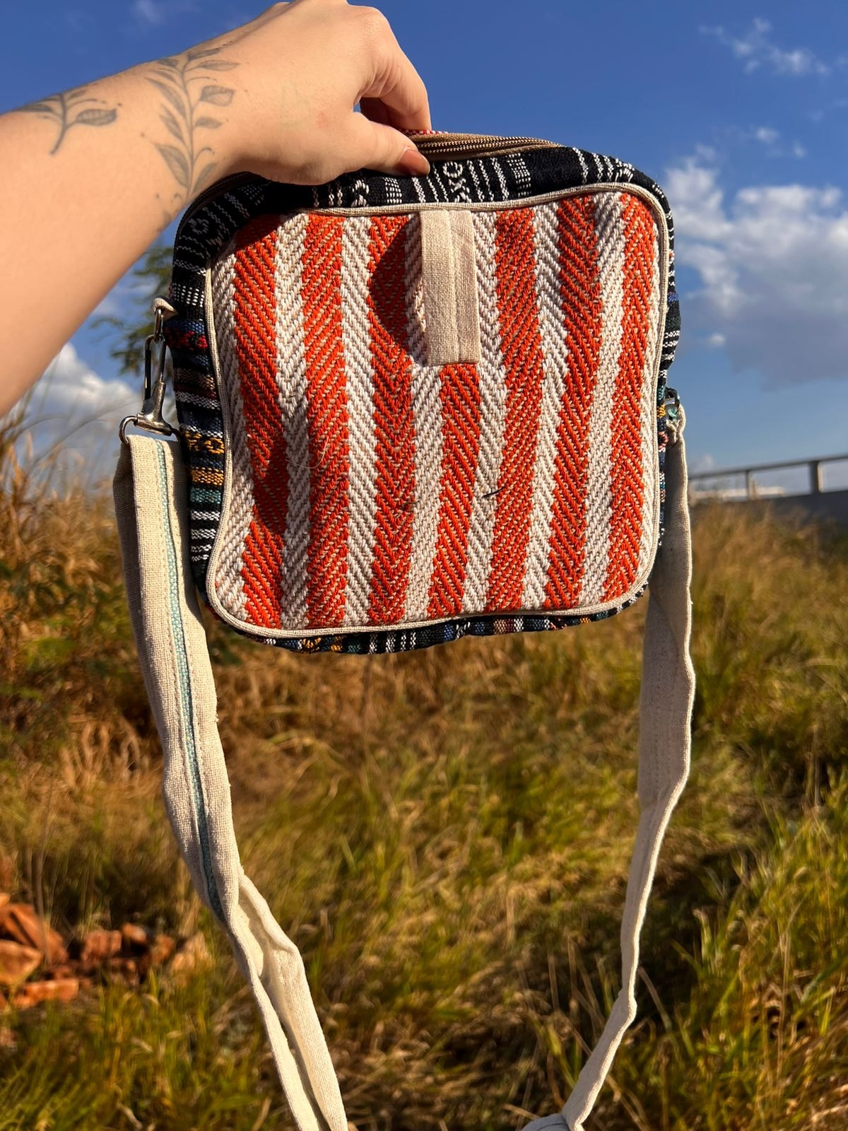 Shoulder Bag Hemp Cânhamo - Verde e Rosa — imagem 3