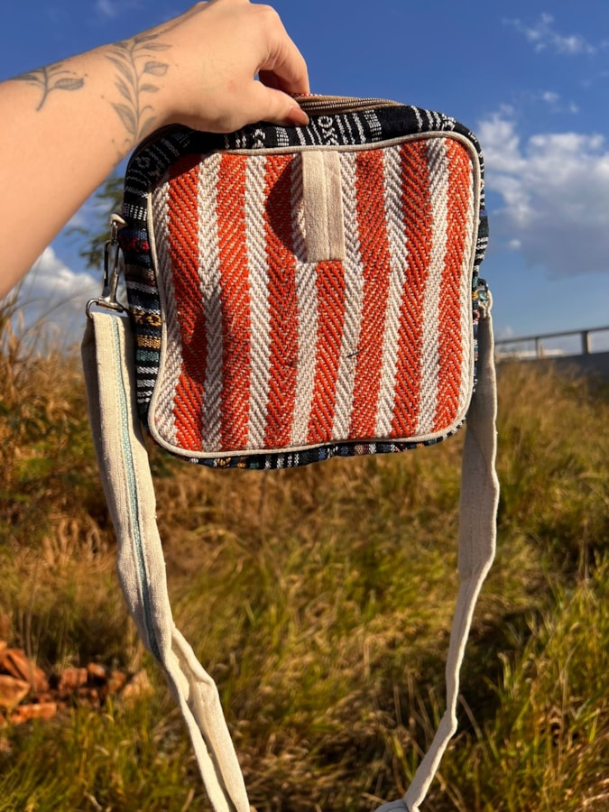 Shoulder Bag Hemp Cânhamo - Verde e Rosa — imagem 3