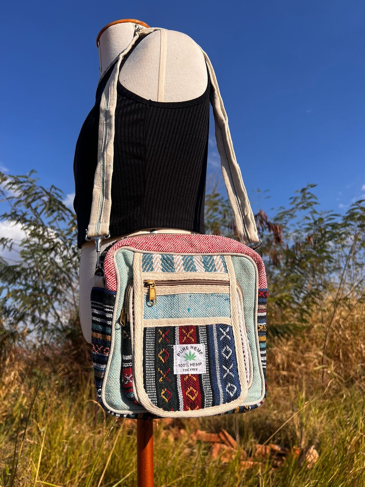 Shoulder Bag Hemp Cânhamo - Verde e Rosa — imagem 1