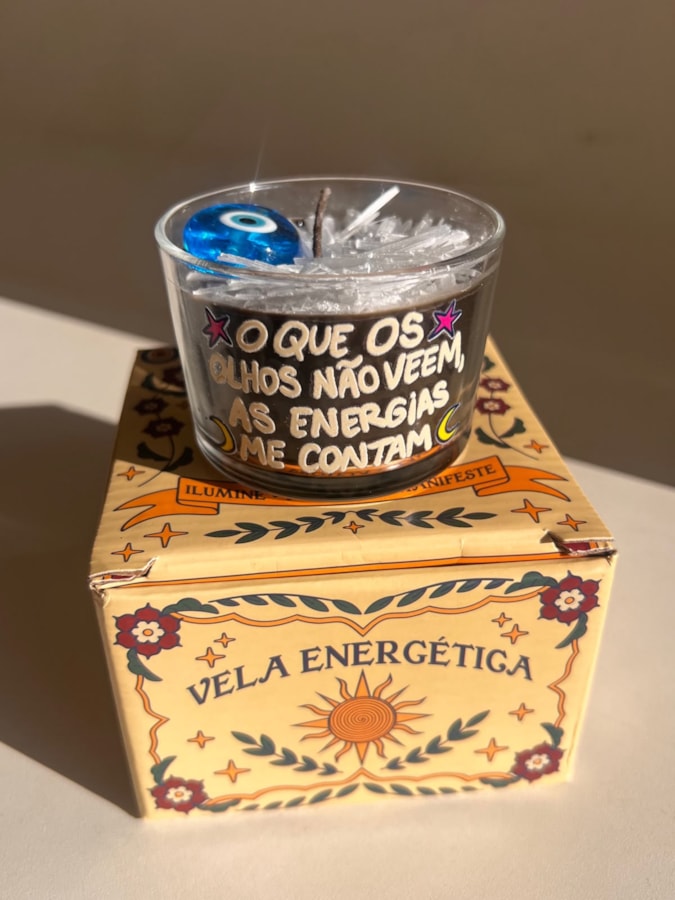 Vela Energética As Energias me Contam - Selenita e Olho Grego — imagem 1