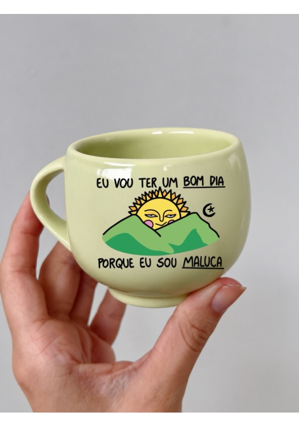Xícara Abacate - Sol bom dia maluca - 140ml