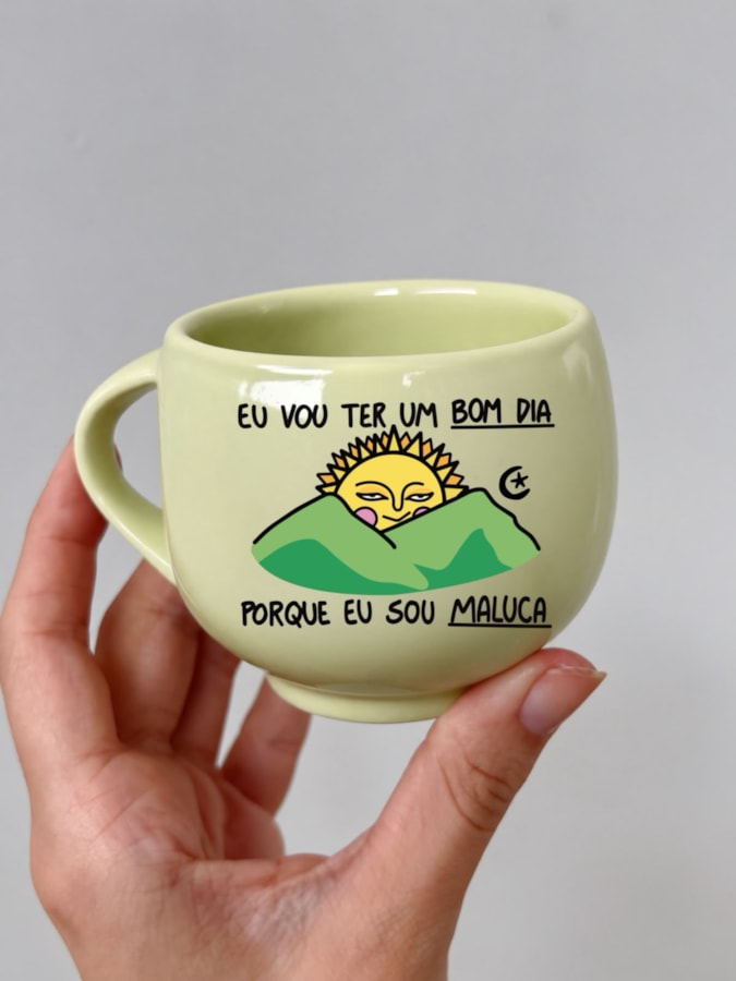 Xícara Abacate - Sol bom dia maluca - 140ml — imagem 1