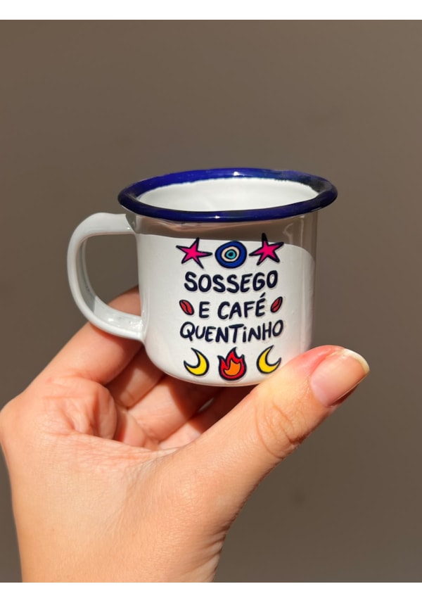Xícara Branca - Sossego - Metal 90ml